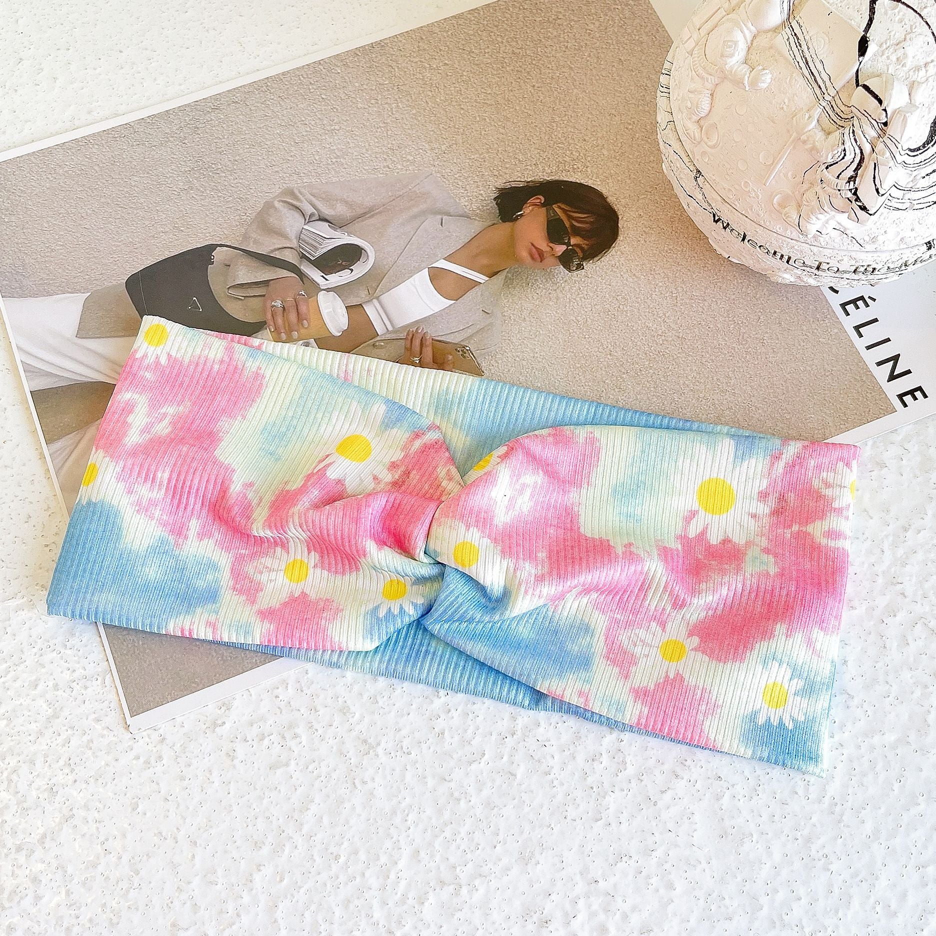 Venta al por mayor Tie Dye Printing Paquete elástico Hair Tie Fabric